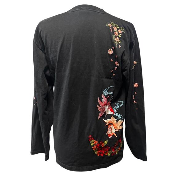 Attitude Studio Embroidered Goldfish Long Sleeve Tee – Size L - Picture 2 of 7